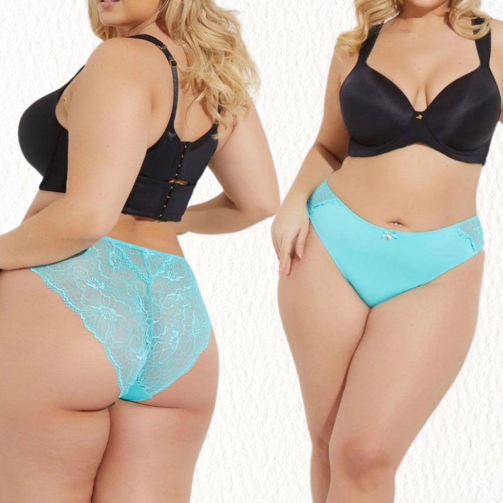 NWT Ashley Stewart 5X 30/32 Microfiber Lace Bikini Panty Turquoise CY-0996